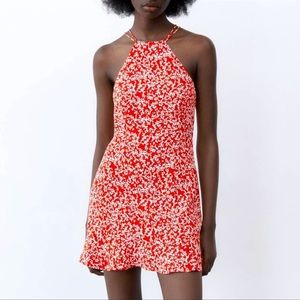 Zara Red Floral Mini Dress NWT